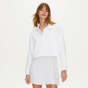 Aritzia white cropped fleece polo